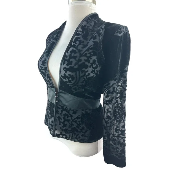 NWT Vintage Ever Beauty Jacket Black Velvet Size 10 Whimsigoth Dark Romantic - Picture 9 of 16